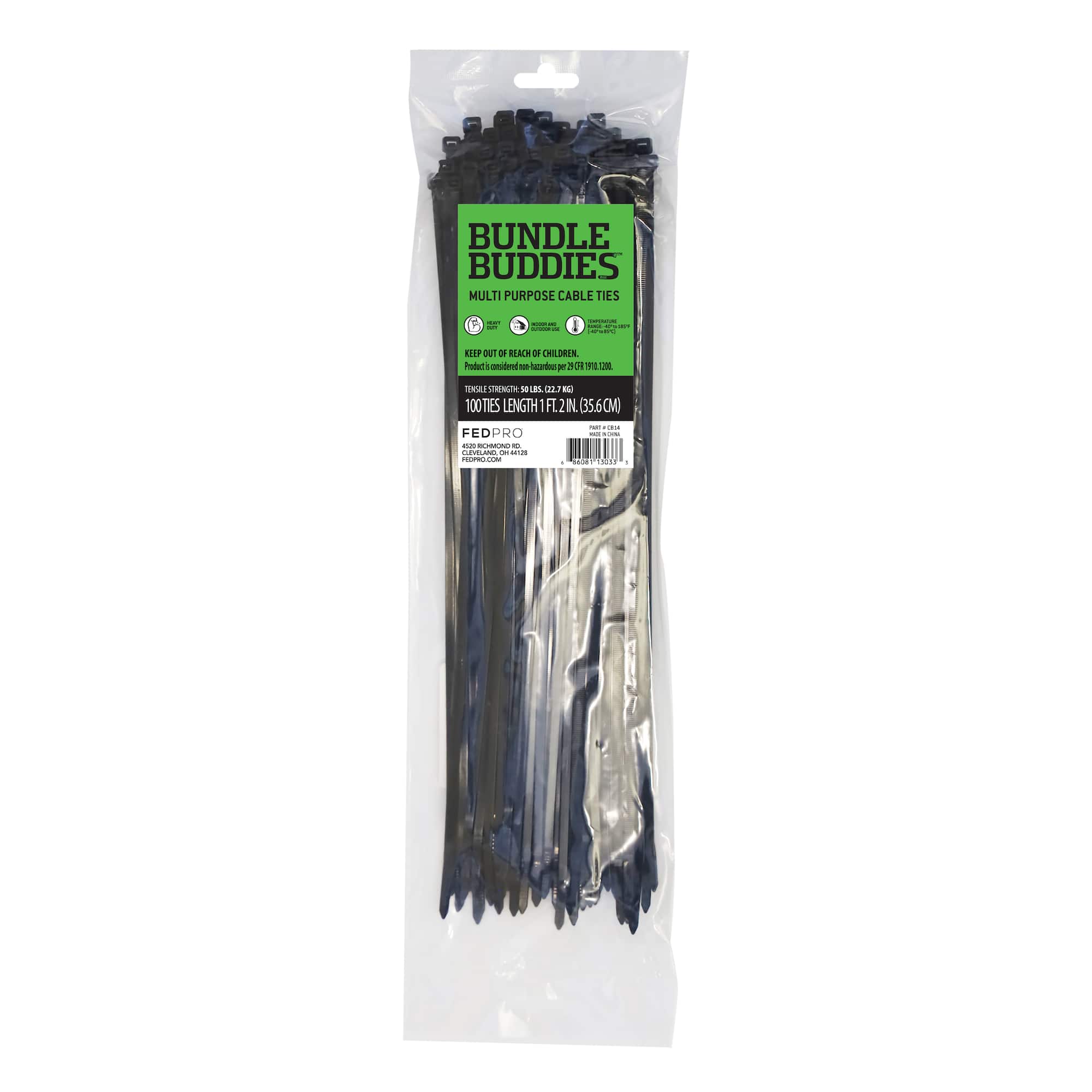 Bundle Buddies™ 14" Black Multi-Purpose Cable Ties, 100ct.